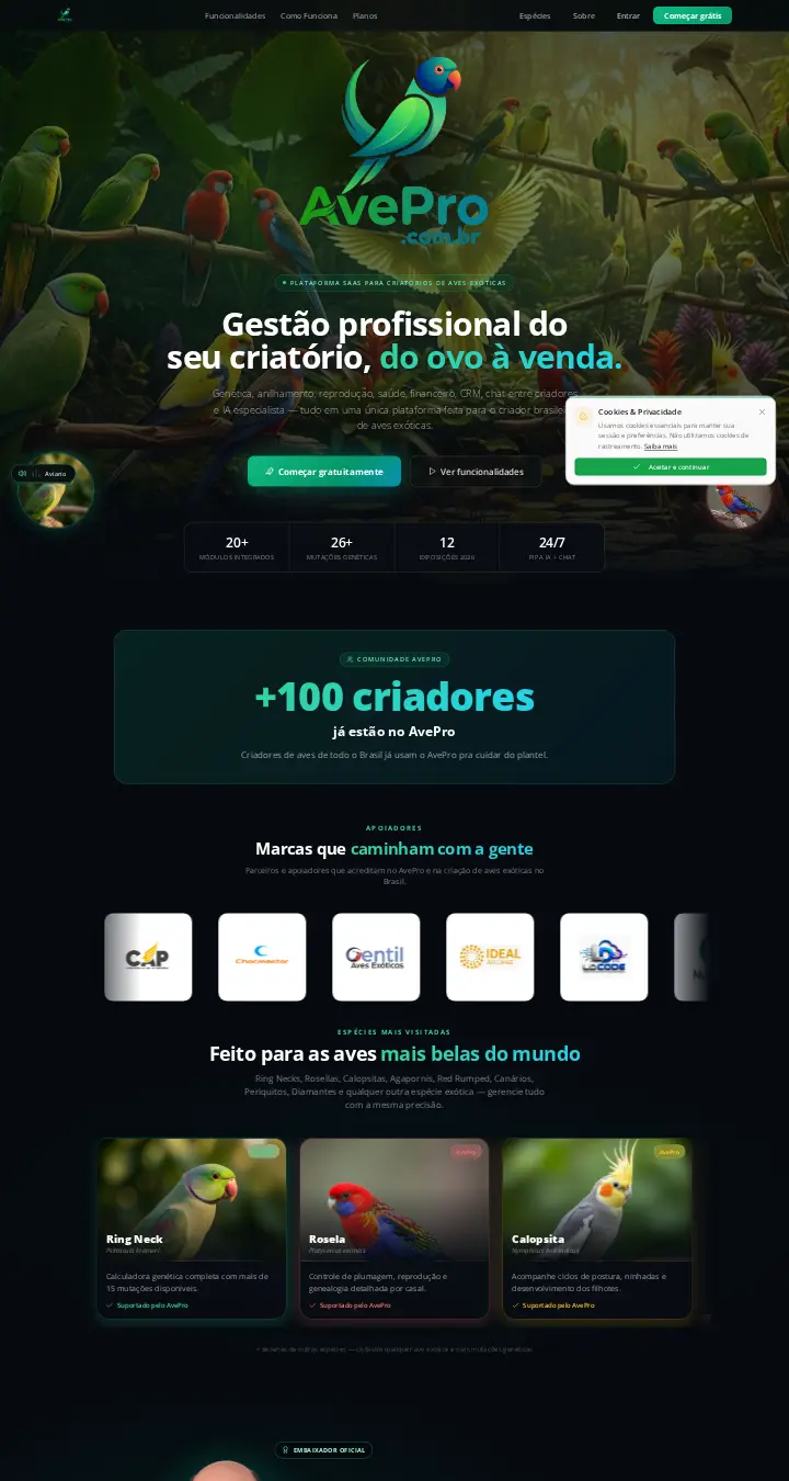 Página do site AvePro