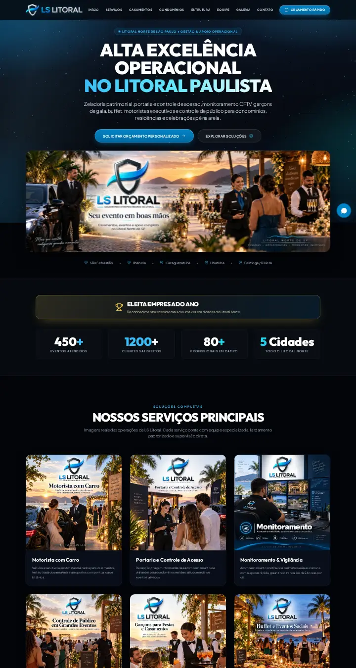 Página do site LS Litoral